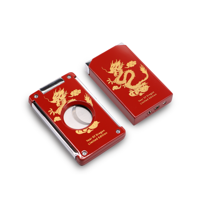 Hemingway Year Of Dragon Cigar Case Set with Lighter and Cutter - Limited Edition