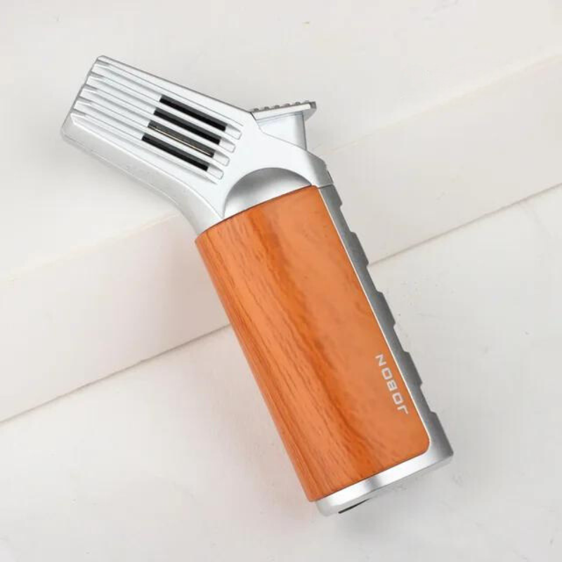 Jobon Cigar Torch Lighter with Security Lock Metal Butane Lighter Single Jet Blue Flame Refillable