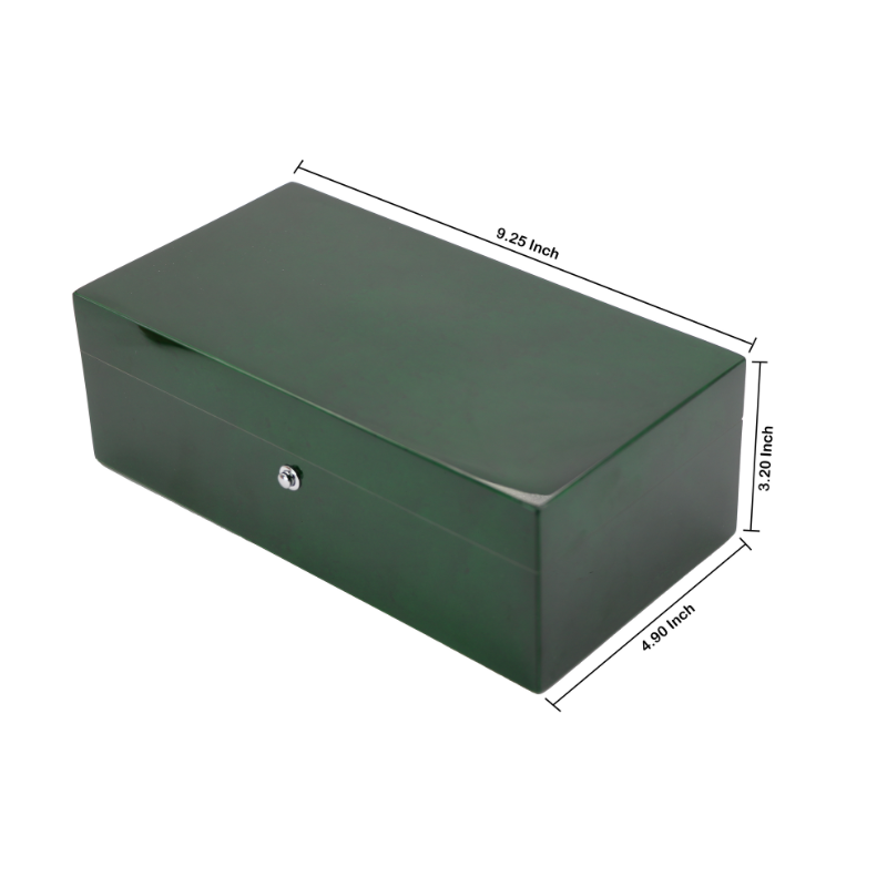 Green Lacquer Cigar Box UPTO 12 Cigar