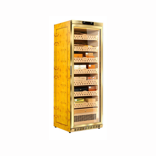 RACHING HUMIDOR Cigar Cabinet Electronic Humidor MON Series - MON3800A Premium Canada Cedar Trays(1500 cigars) - GOLD