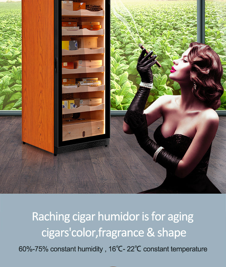 RACHING CIGAR HUMIDOR CABINET Electronic Cigar Humidor Premium Cigar C Series - C380A 2000 Cigars - BLACK