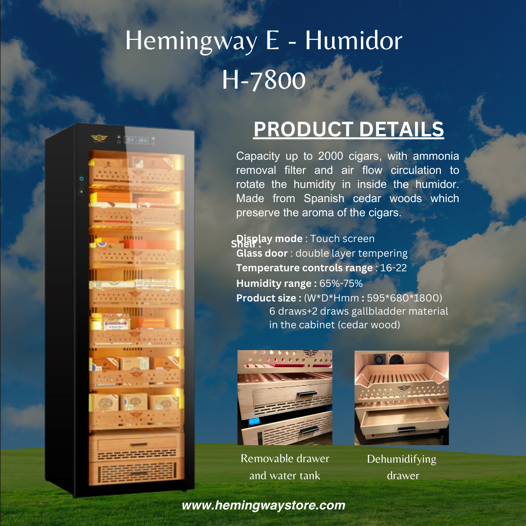 Hemingway Electric Cigar Humidor with Ammonia Filter - H7800 Storage up to 2000 Cigars