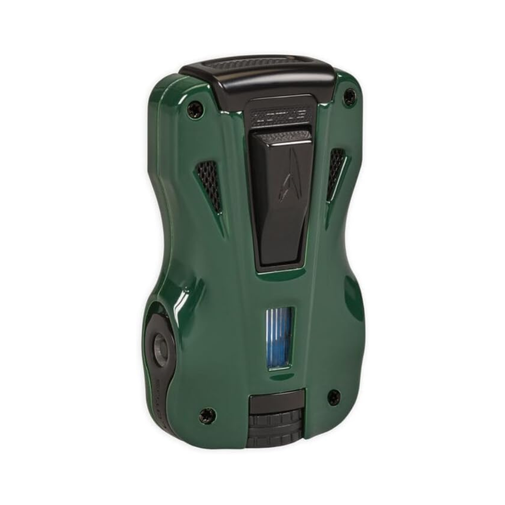 Lotus Lighter - Cigar Lighter Twin Pinpoint Wind Resistant Torch Flame Glossy - Green