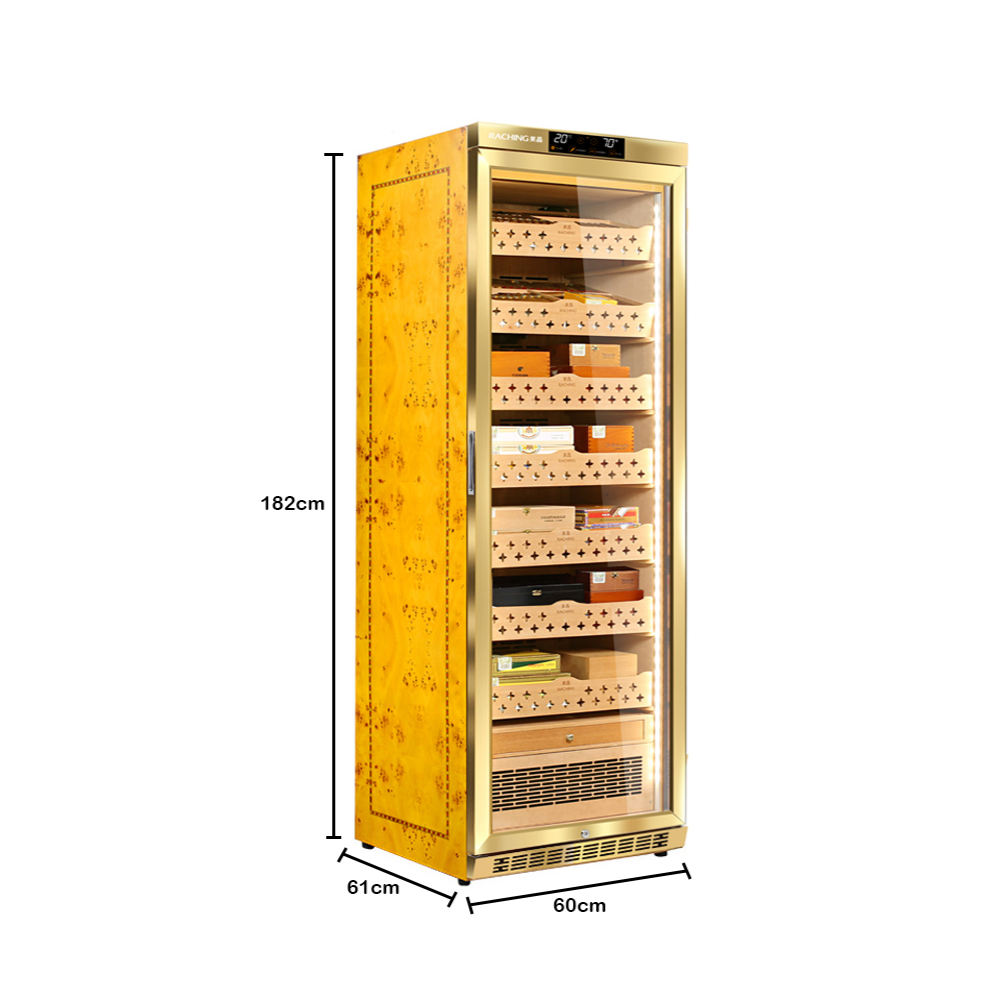 Raching Cigar Humidor Cabinet Electronic Humidor MON Series - MON3800A Premium Canada Cedar Trays - GOLD