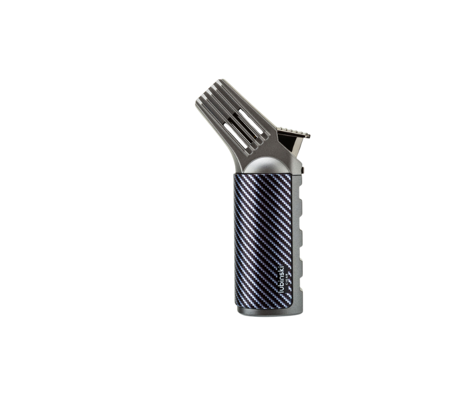 Lubinski Cigar Lighter Windproof 4 Jet Flame Refillable Gas Torch Lighter Cigarette Metal Lighter YJA-10026 - Carbon fiber