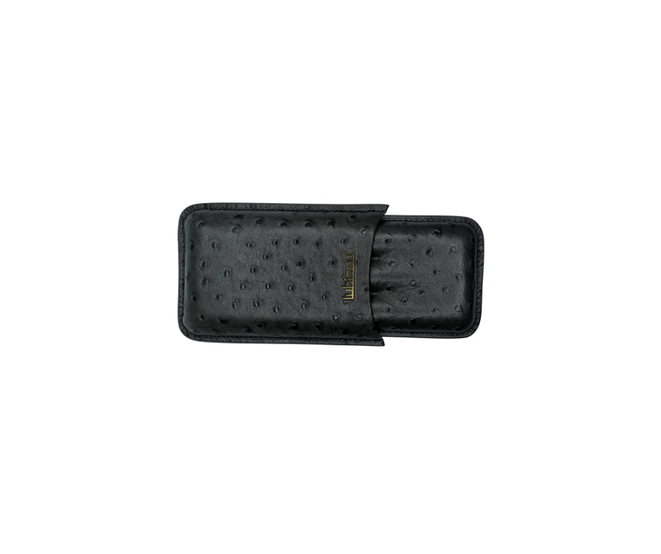 Lubinski Portable Cigar Case Cigar Storage Box Holds up to 3 Cigars Gray Premium leather