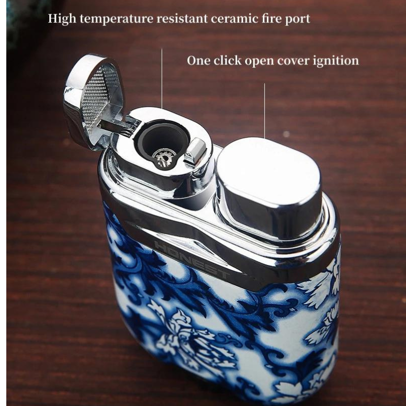 HONEST Windproof Butane Cigar  Lighter Metal Blue Flame Refillable Adjustable