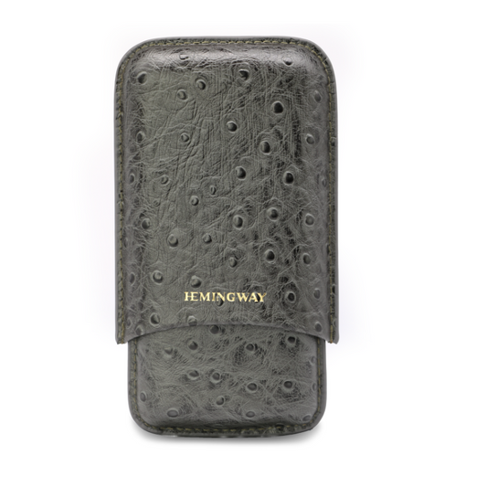 Hemingway Cigar Case 3 Cigars Holder Premium leather Cigar Case Gray