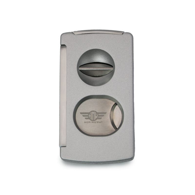 Hemingway Luxury Cigar Cutter Stainless Steel V-Cut and Round Cut with Cigar Punch – Silver