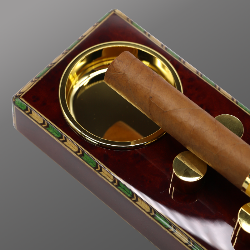 Classic Wood Single Cigar Ashtray With 6 Studs Selfish Ashtray
