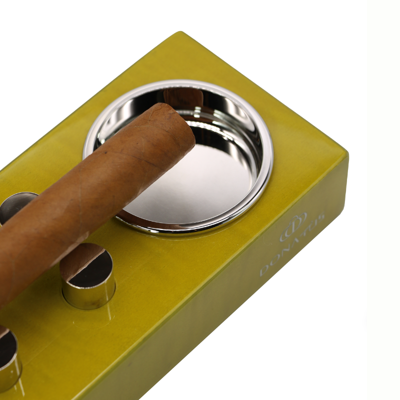 Single Cigar Ashtray With 6 Studs Selfish Ashtray Yellow Classic Wood