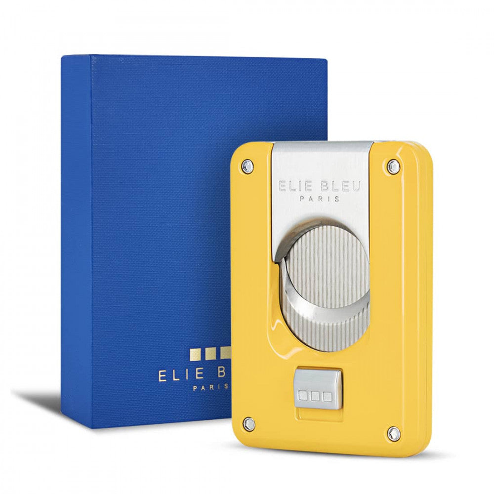Elie Bleu Cigar Cutter Double Blade Lacquered Yellow stainless steel blades Premium Quality Cutter