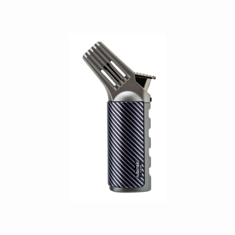 Lubinski Cigar Lighter Windproof 4 Jet Flame Refillable Gas Torch Lighter Cigarette Metal Lighter YJA-10026 - Carbon fiber