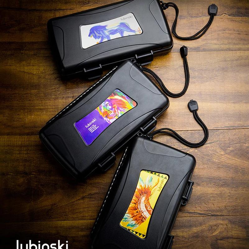LUBINSKI Elegant ABS Plastic 5 Count Humidor Storage Box With Yellow Lion Patron