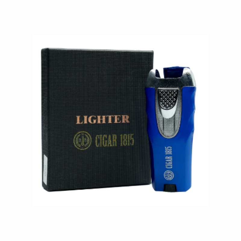 Cigar Lighter Cigar 1815 Single Jet Flame Refillable Gas Lighter Adjustable Windproof Butane Cool Lighters   - 098-Blue
