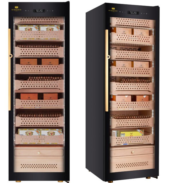 Hemingway Premium Electric Cigar Humidor b8 – هيوميدور كهربائي فاخر بسعة 2000-2200 سيجار مع فلتر أمونيا وخشب أرز إسباني
