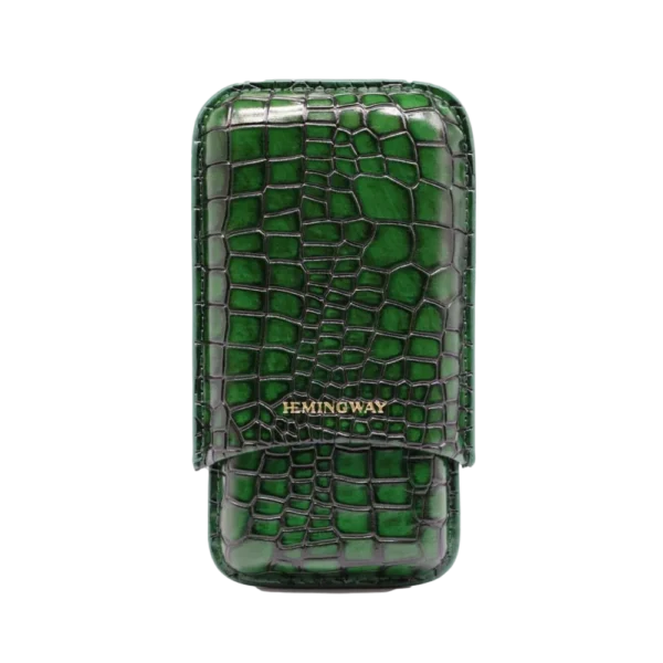 Hemingway Portable Cigar Case 3 Cigars Holder Premium leather Cigar Case - GREEN