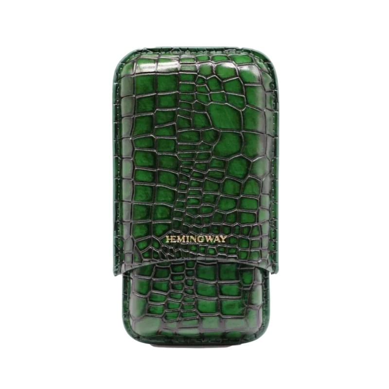 Hemingway Portable Cigar Case 3 Cigars Holder Premium leather Cigar Case - GREEN
