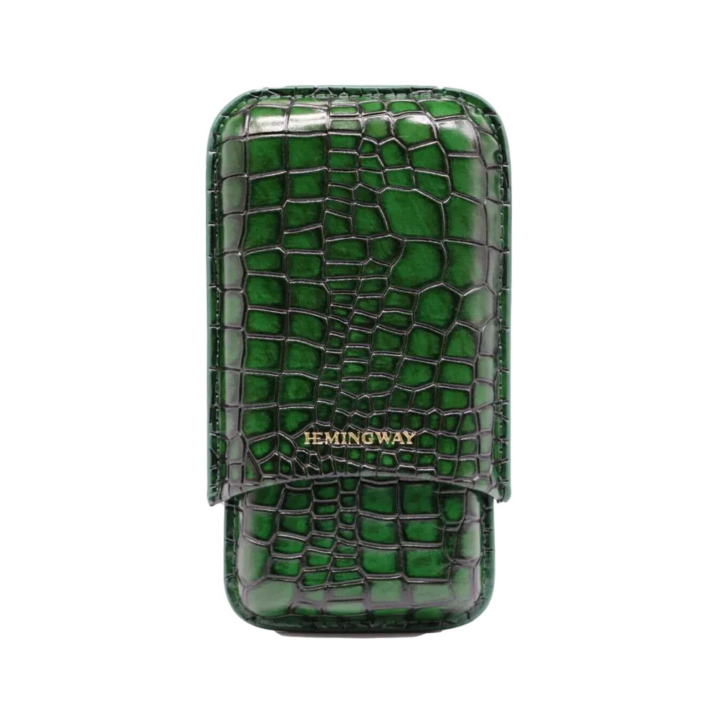 Hemingway Portable Cigar Case 3 Cigars Holder Premium leather Cigar Case - GREEN - Image 1
