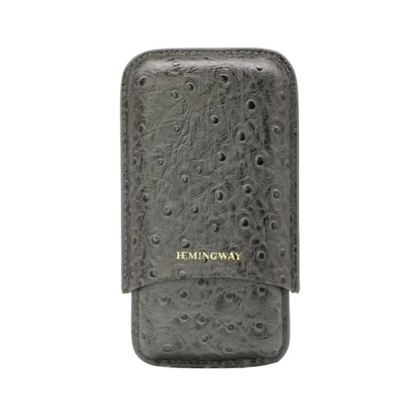 HEMINGWAY PORTABLE CIGAR CASE 3 CIGARS HOLDER PREMIUM LEATHER CIGAR CASE – GRAY