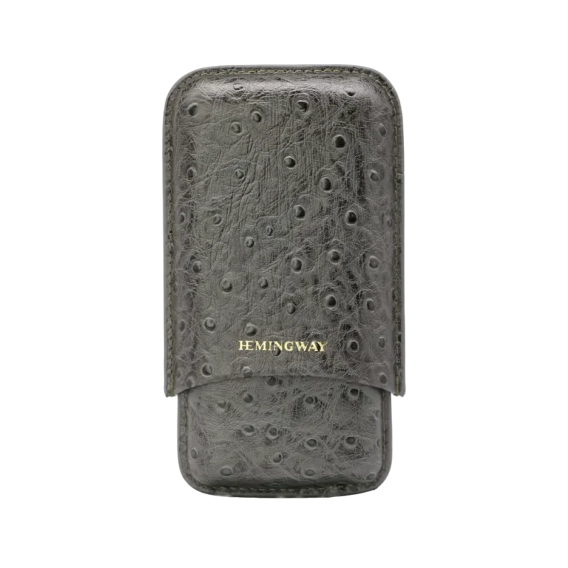 HEMINGWAY PORTABLE CIGAR CASE 3 CIGARS HOLDER PREMIUM LEATHER CIGAR CASE – GRAY