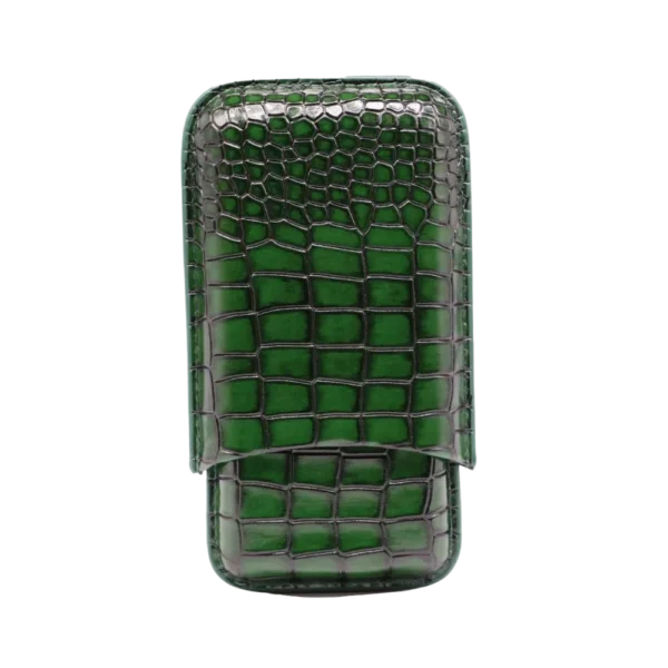 Hemingway Portable Cigar Case 3 Cigars Holder Premium leather Cigar Case - GREEN - Image 2