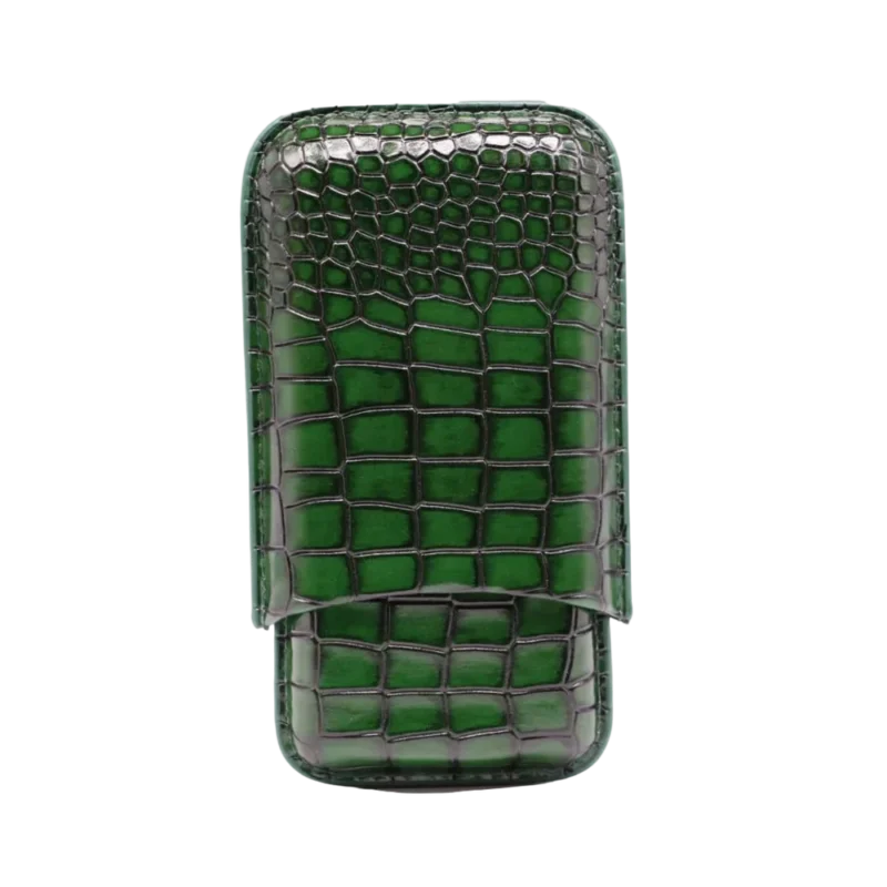 Hemingway Portable Cigar Case 3 Cigars Holder Premium leather Cigar Case - GREEN
