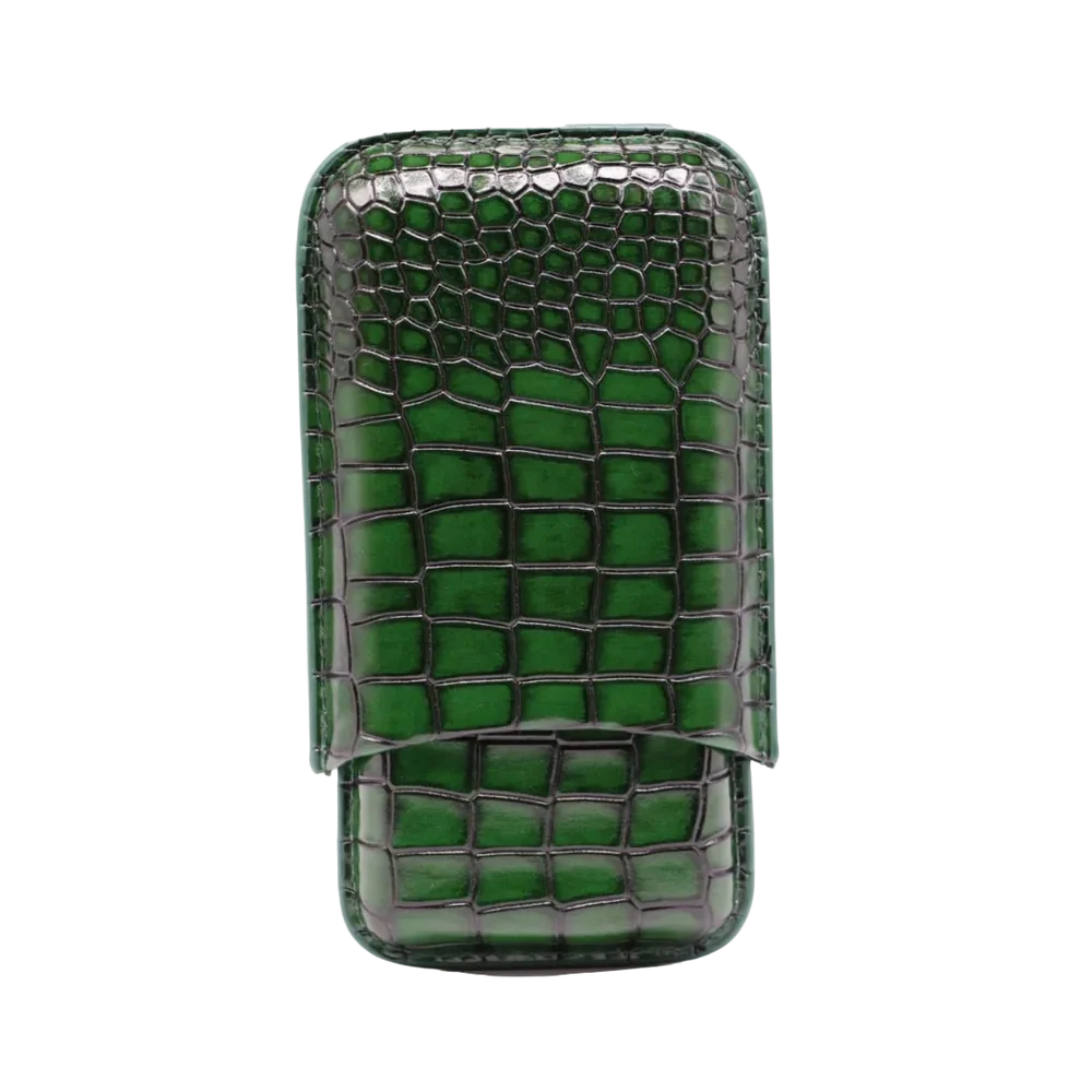 Hemingway Portable Cigar Case 3 Cigars Holder Premium leather Cigar Case - GREEN - Image 2