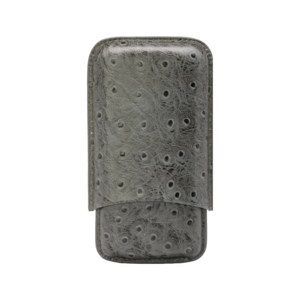 HEMINGWAY PORTABLE CIGAR CASE 3 CIGARS HOLDER PREMIUM LEATHER CIGAR CASE – GRAY - Image 2