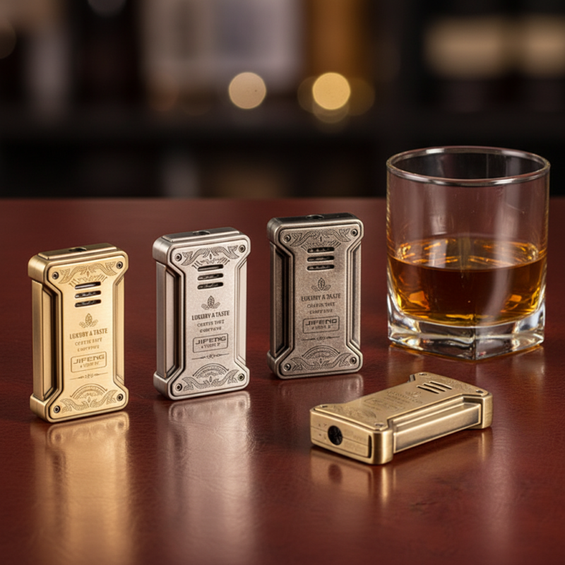 Jifeng Cigar Lighter Torch Gas Refillable Windproof Lighter Jet Flame Silver