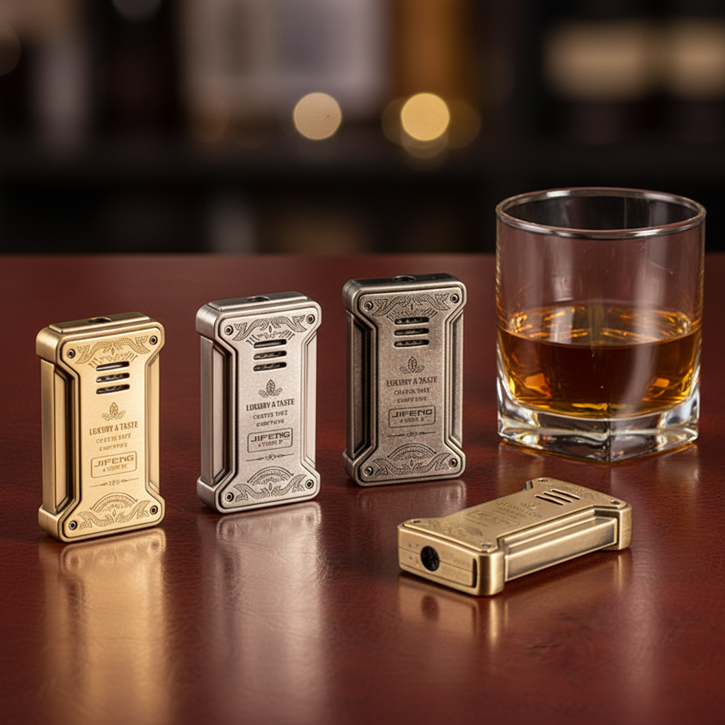 Jifeng Cigar Lighter Torch Gas Refillable Windproof Lighter Jet Flame Silver