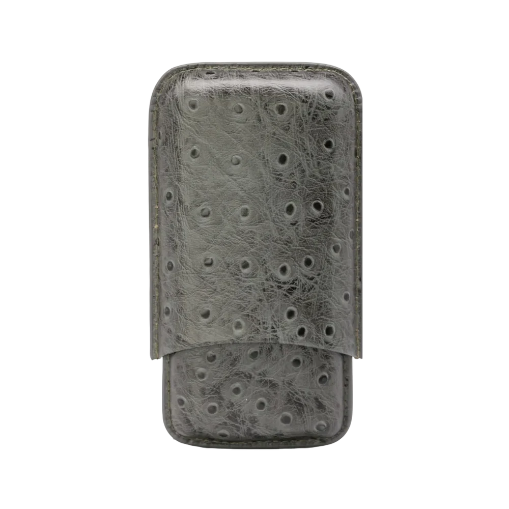 HEMINGWAY PORTABLE CIGAR CASE 3 CIGARS HOLDER PREMIUM LEATHER CIGAR CASE – GRAY - Image 2