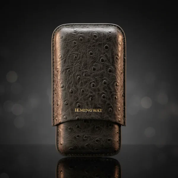 HEMINGWAY PORTABLE CIGAR CASE 3 CIGARS HOLDER PREMIUM LEATHER CIGAR CASE – GRAY - Image 3