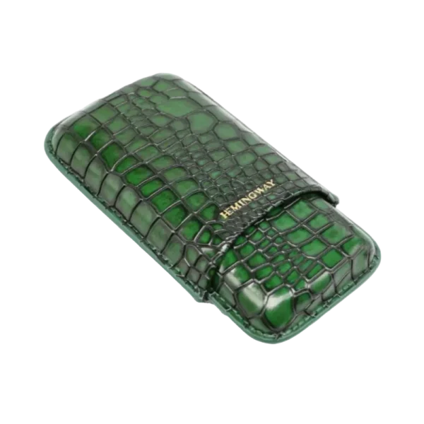 Hemingway Portable Cigar Case 3 Cigars Holder Premium leather Cigar Case - GREEN - Image 3