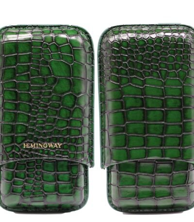 Hemingway Green Crocodile Leather Cigar Case – Luxury Travel Humidor