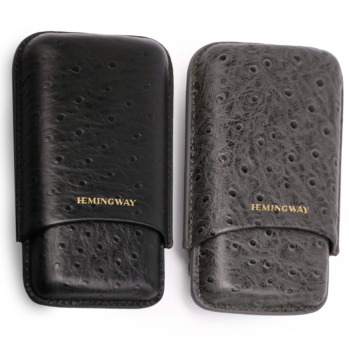 HEMINGWAY PORTABLE CIGAR CASE 3 CIGARS HOLDER PREMIUM LEATHER CIGAR CASE – GRAY