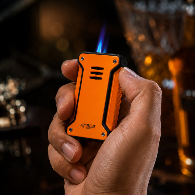Jifeng Butane Cigar Lighter Torch Gas Refillable Windproof Lighter Jet Flame Orange