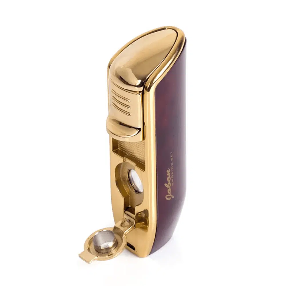 Jobon Cigar Lighter Triple Jet Flame Torch Lighter with Cigar Puncher - Red