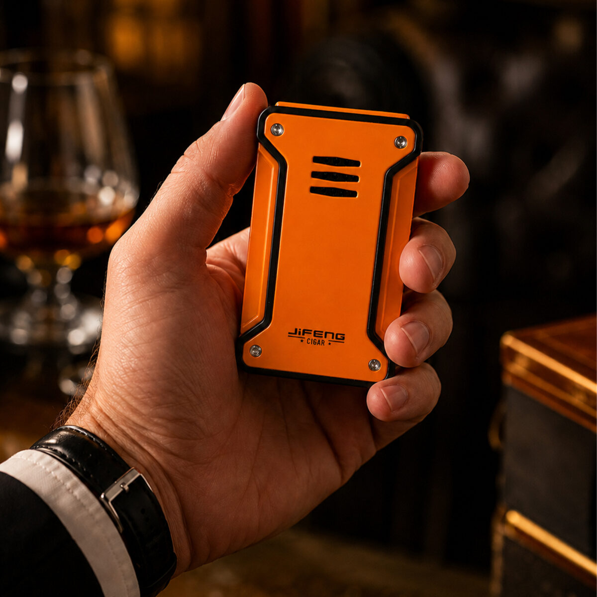 Jifeng Butane Cigar Lighter Torch Gas Refillable Windproof Lighter Jet Flame Orange