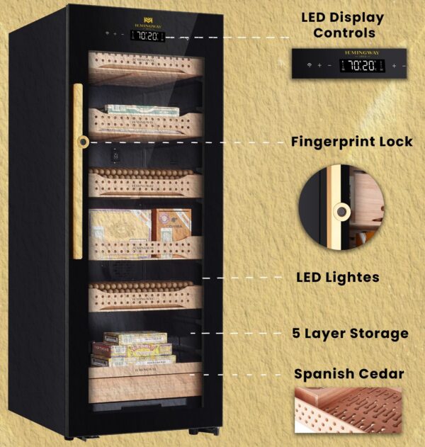 Premium Electric Cigar Humidor - 1200 Count - Professional Climate Control - Image 2