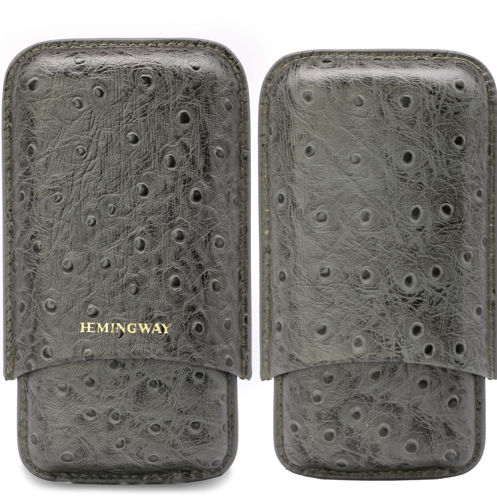 Hemingway Grey Case - 3 holder Hemingway Grey Crocodile Leather Cigar Case – Luxury Travel Humidor