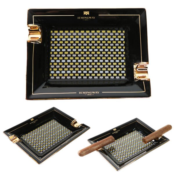 Hemingway Ceramic Cigar Ashtray for 2 Cigars, Living Room Design Smoking Ash Tray Special Edition