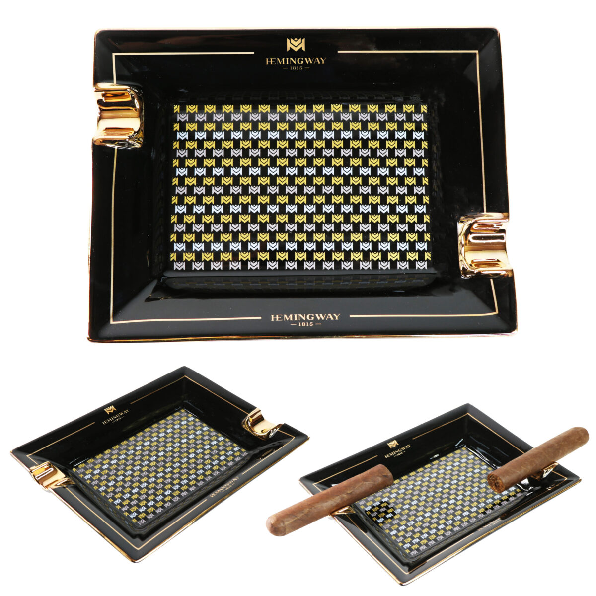 Hemingway Ceramic Cigar Ashtray for 2 Cigars, Living Room Design Smoking Ash Tray Special Edition