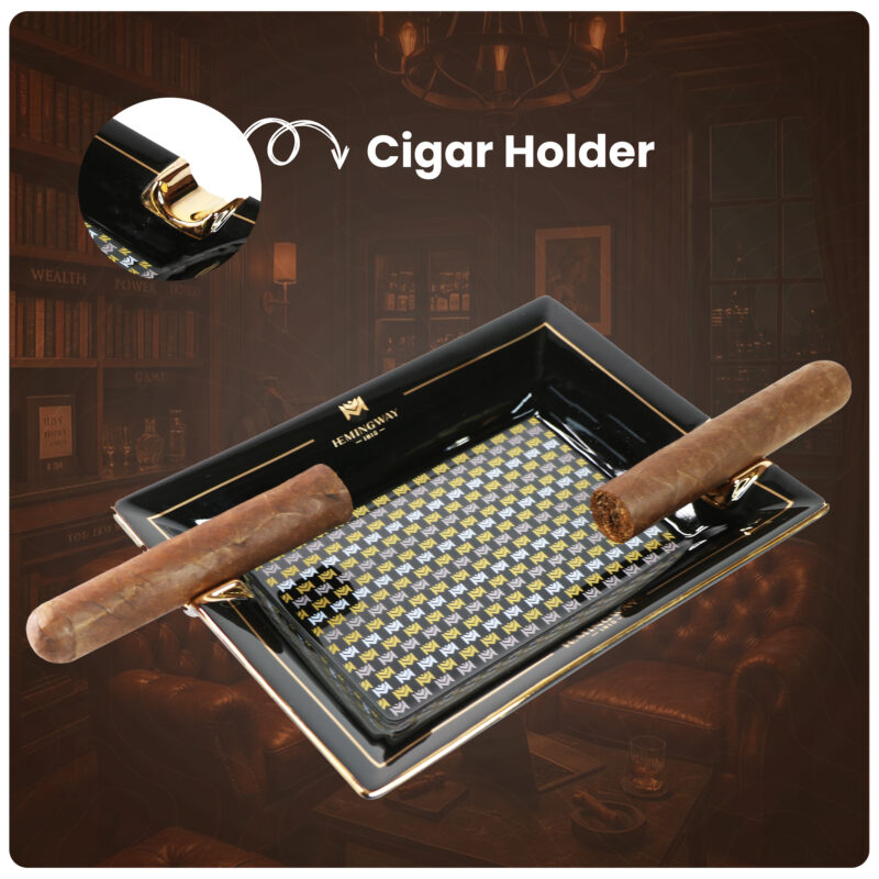 Hemingway Ceramic Cigar Ashtray for 2 Cigars, Living Room Design Smoking Ash Tray Special Edition