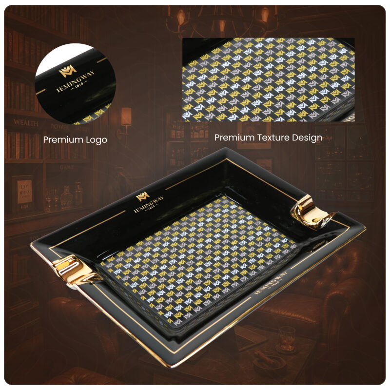 Hemingway Ceramic Cigar Ashtray for 2 Cigars, Living Room Design Smoking Ash Tray Special Edition