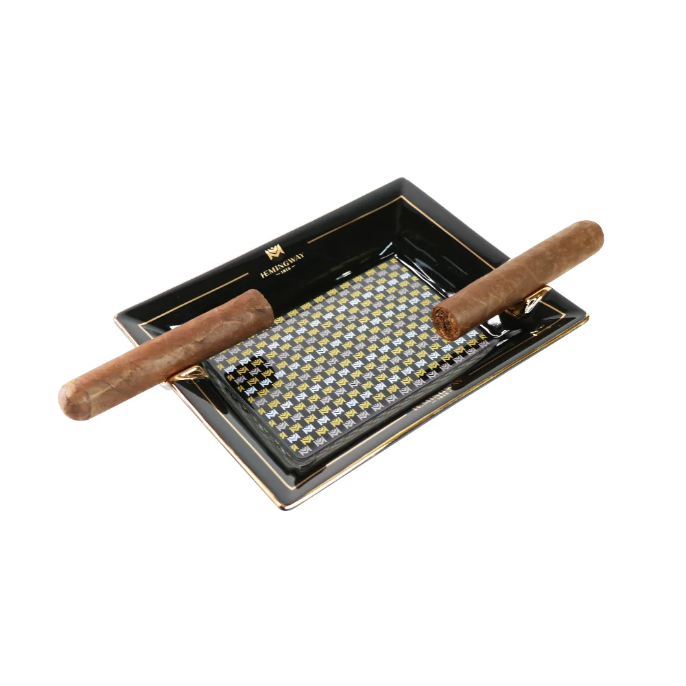 Hemingway Ceramic Cigar Ashtray for 2 Cigars, Living Room Design Smoking Ash Tray Special Edition - Image 4