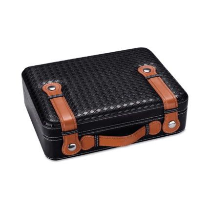 Cigar Humidor Travel Box Leather Desktop Humidor Set with Cedar Wood Black