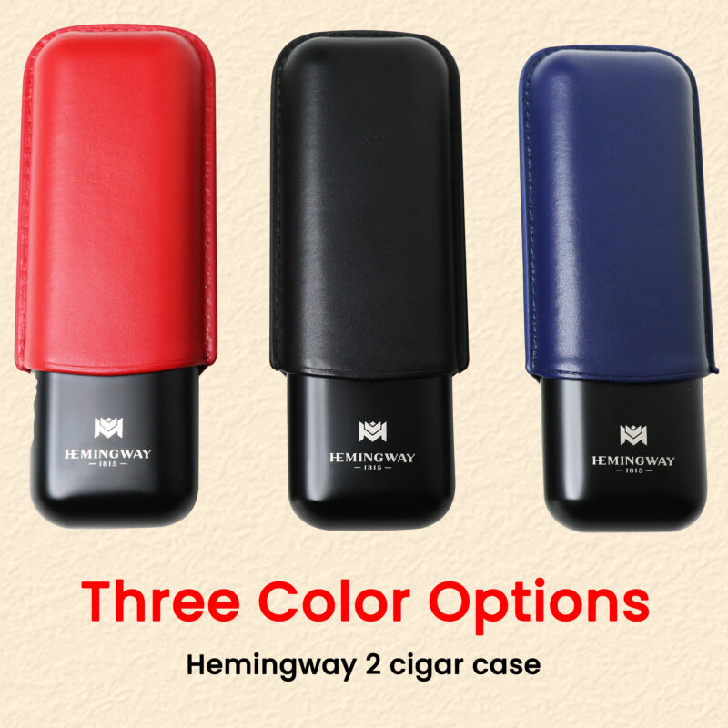 Hemingway Luxury Stainless Steel and Leather Portable Travel Cigar Humidor Case Blue | Holds Up to 2 Cigars