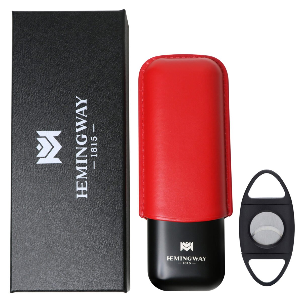 Hemingway Stainless Steel & Leather Portable Travel Cigar Humidor Case Red | Holds Up to 2 Cigars