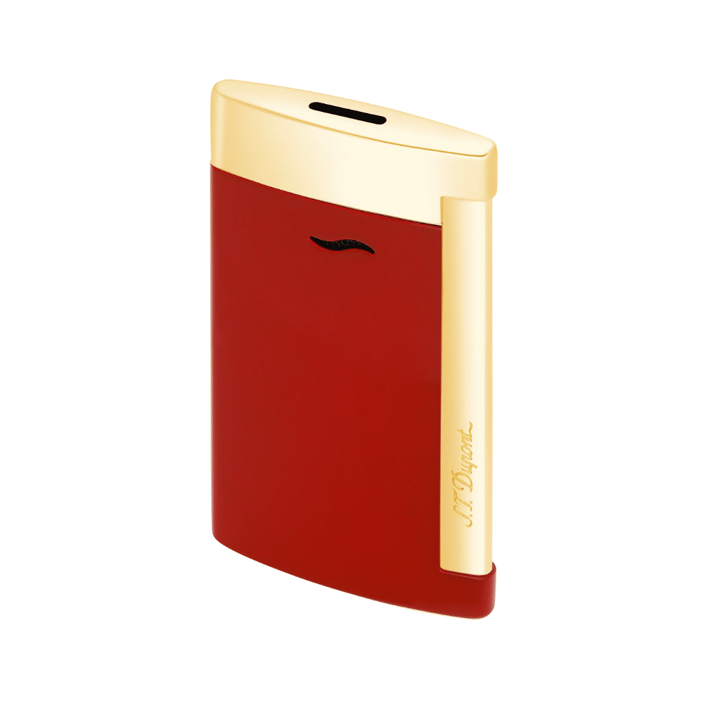 ST Dupont Slim 7 Flat Flame Torch Jet Lighter Lotus Red Lacquer & Gold